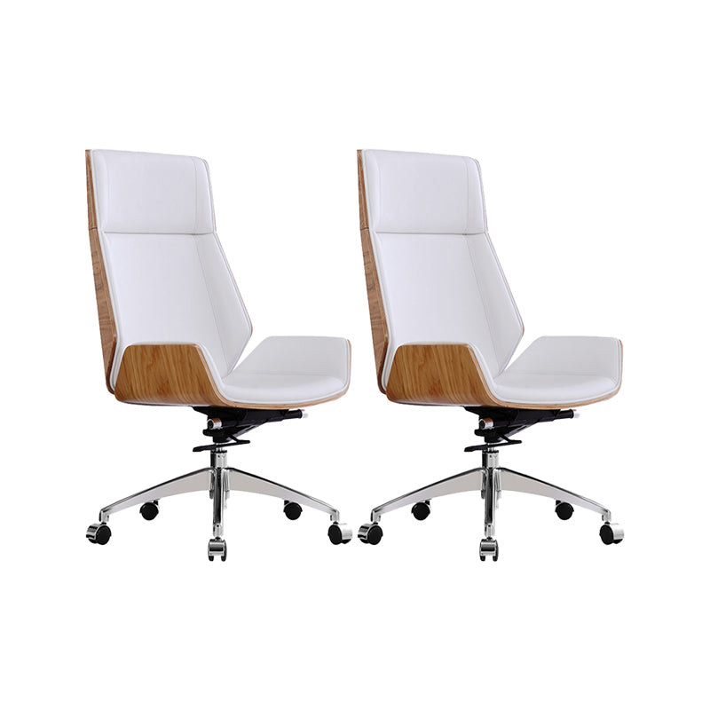 Modern No Arm Desk Chair Leather Task Chair with Wheels for Office