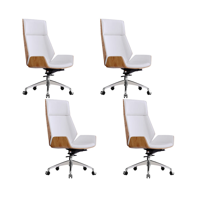 Modern No Arm Desk Chair Leather Task Chair with Wheels for Office