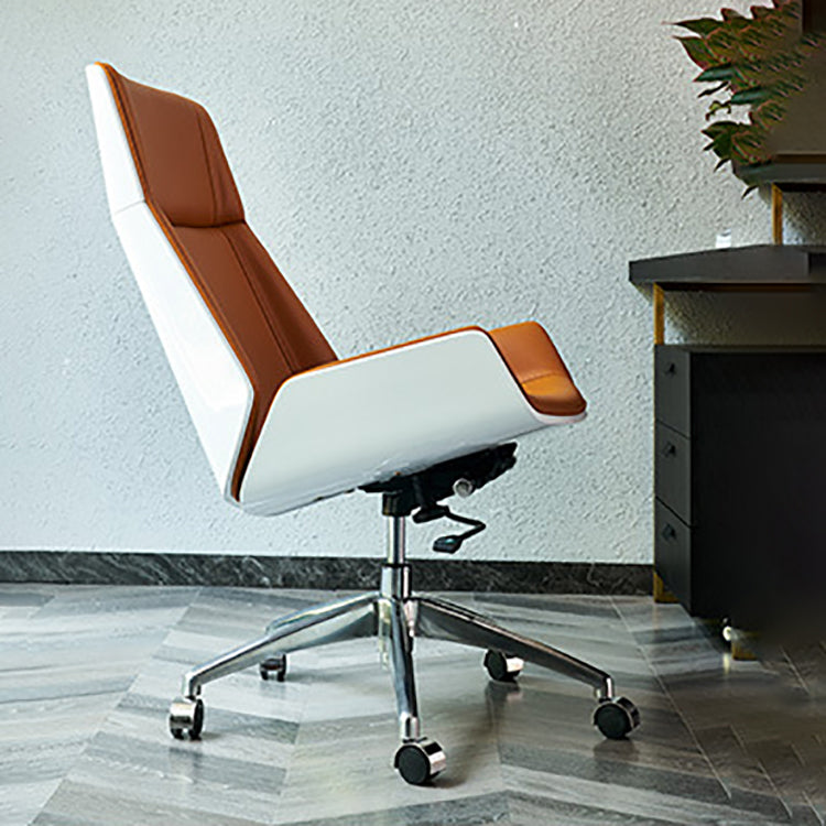 Modern No Arm Desk Chair Leather Task Chair with Wheels for Office