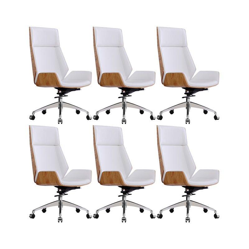 Modern No Arm Desk Chair Leather Task Chair with Wheels for Office