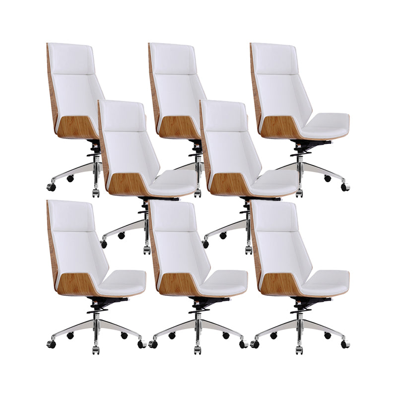 Modern No Arm Desk Chair Leather Task Chair with Wheels for Office