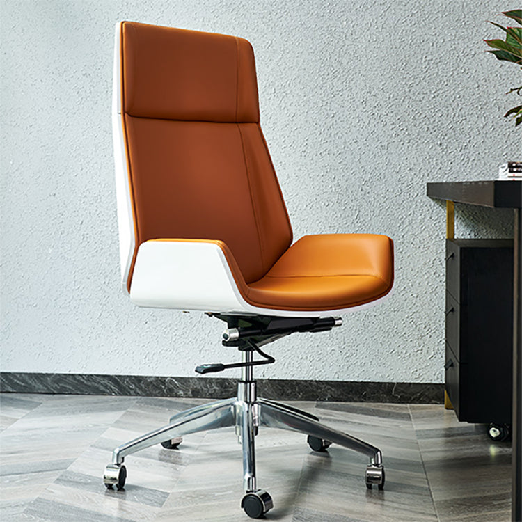 Modern No Arm Desk Chair Leather Task Chair with Wheels for Office