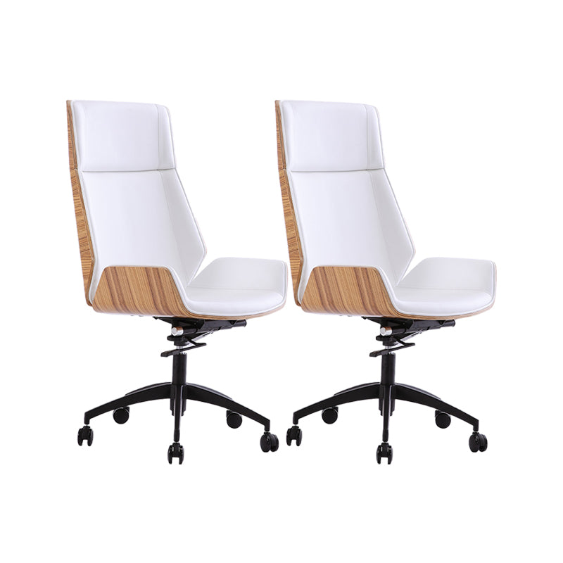 Modern No Arm Desk Chair Leather Task Chair with Wheels for Office