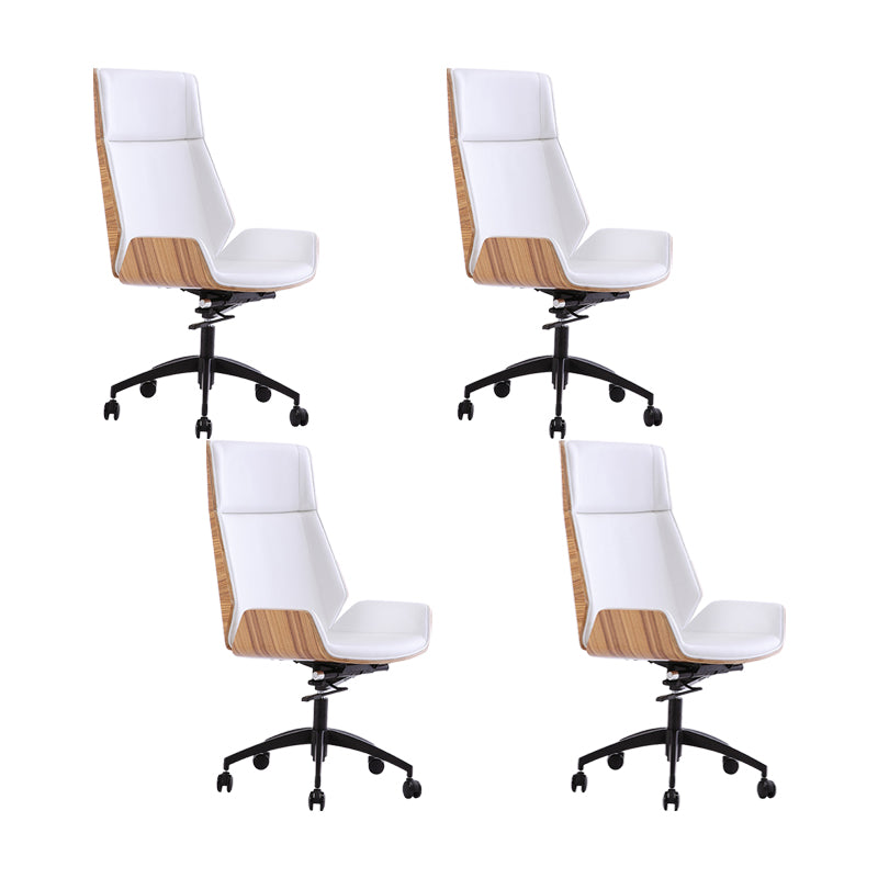 Modern No Arm Desk Chair Leather Task Chair with Wheels for Office