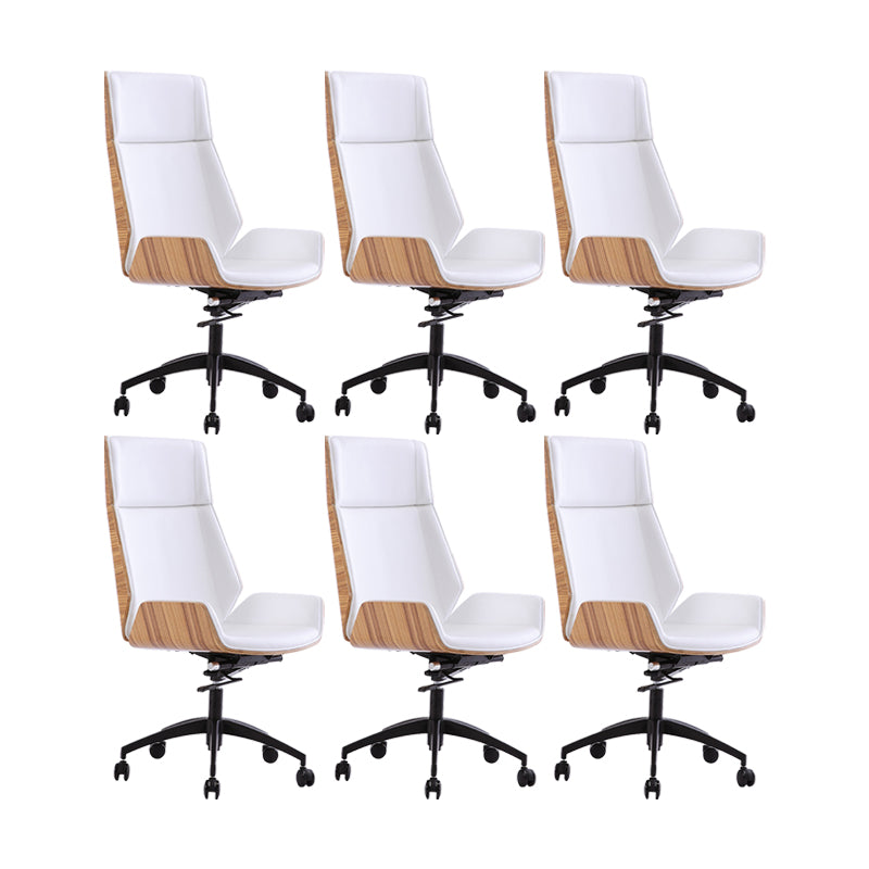 Modern No Arm Desk Chair Leather Task Chair with Wheels for Office