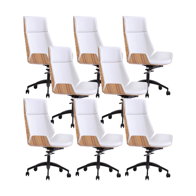 Modern No Arm Desk Chair Leather Task Chair with Wheels for Office