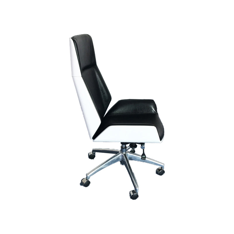 Modern No Arm Desk Chair Leather Task Chair with Wheels for Office