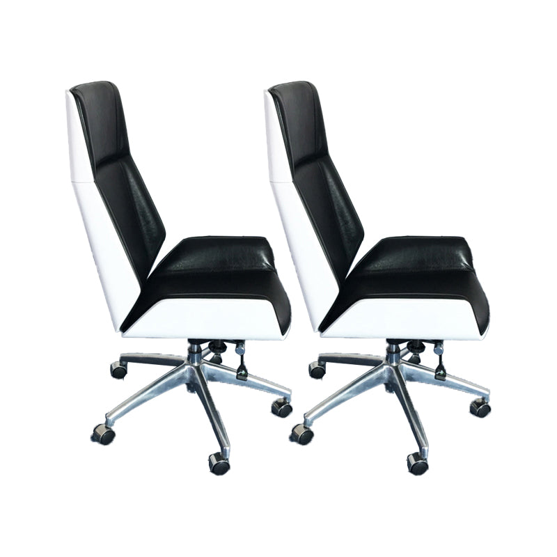 Modern No Arm Desk Chair Leather Task Chair with Wheels for Office