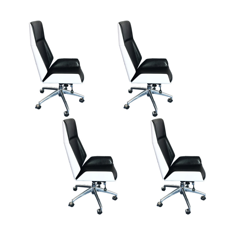 Modern No Arm Desk Chair Leather Task Chair with Wheels for Office