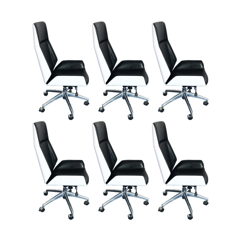 Modern No Arm Desk Chair Leather Task Chair with Wheels for Office