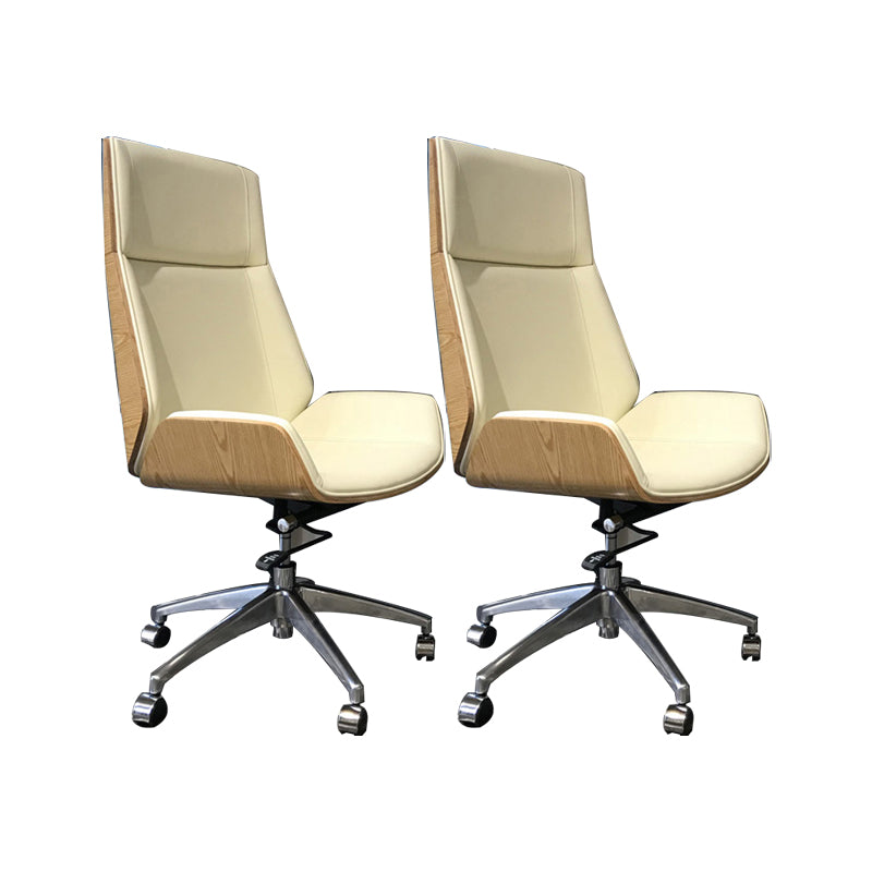 Modern No Arm Desk Chair Leather Task Chair with Wheels for Office