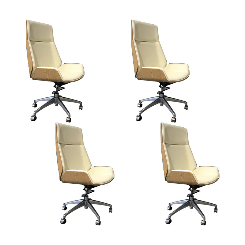 Modern No Arm Desk Chair Leather Task Chair with Wheels for Office