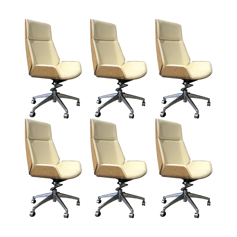 Modern No Arm Desk Chair Leather Task Chair with Wheels for Office