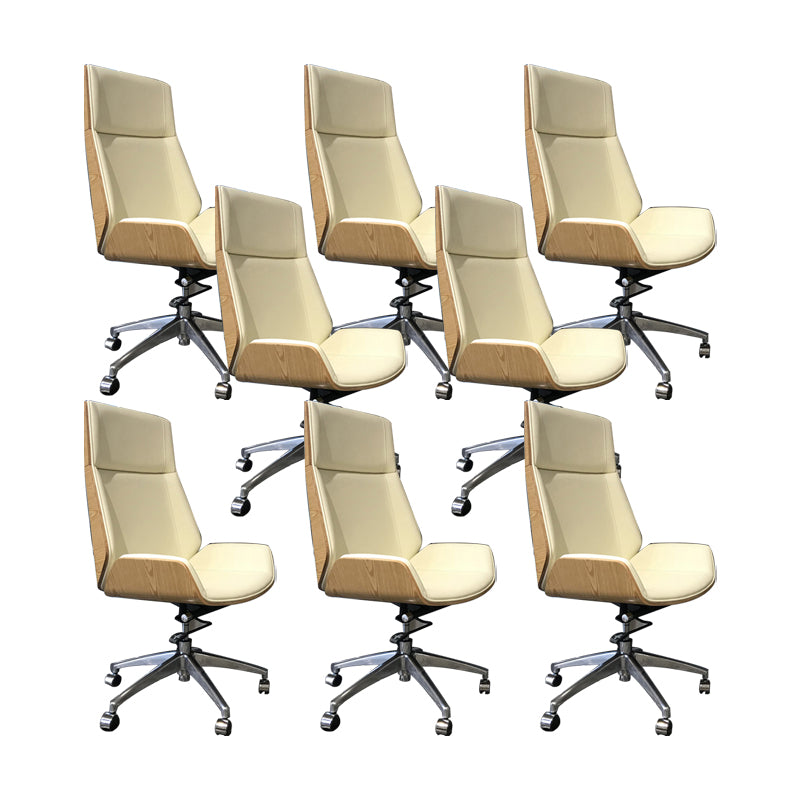 Modern No Arm Desk Chair Leather Task Chair with Wheels for Office