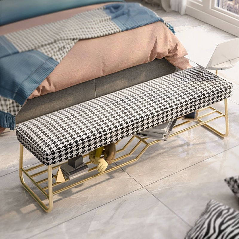 Glam Rectangle Seating Bench Cushioned Shoe Storage Entryway and Bedroom Bench