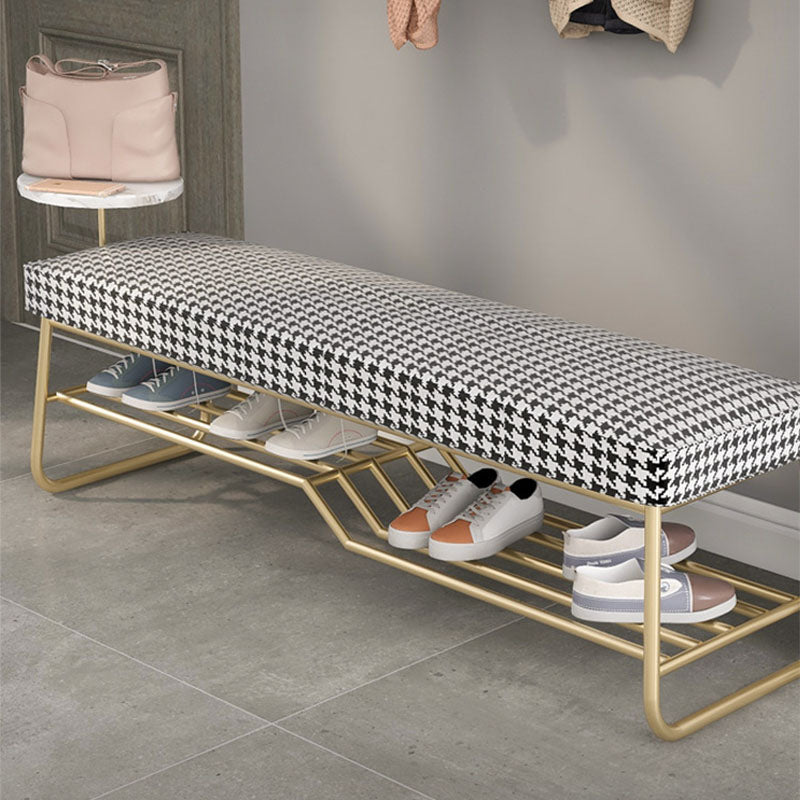 Glam Rectangle Seating Bench Cushioned Shoe Storage Entryway and Bedroom Bench