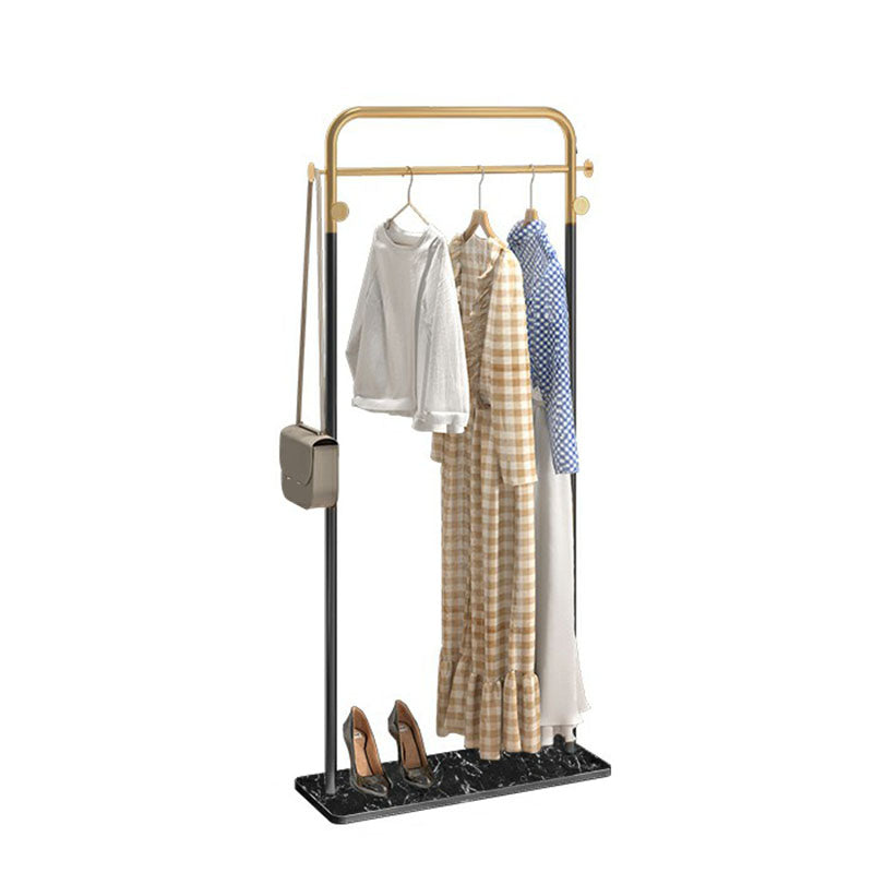 Modern Coat Rack Metal Framed Hanging Rail and 4 Hooks Hall Stand