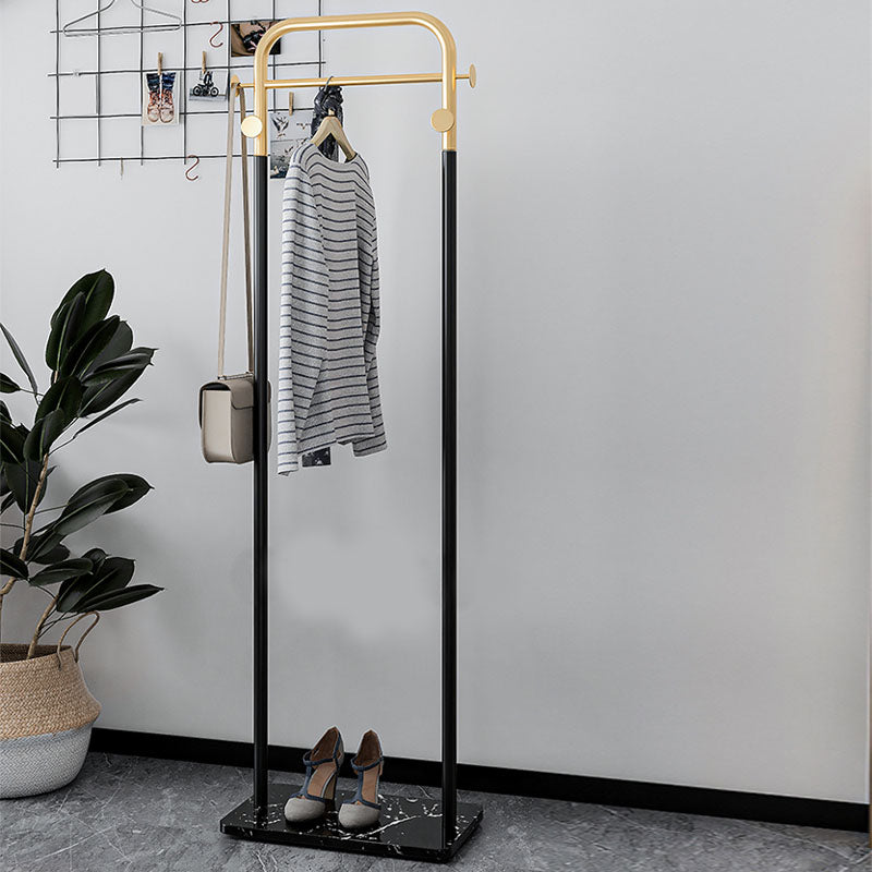 Modern Coat Rack Metal Framed Hanging Rail and 4 Hooks Hall Stand