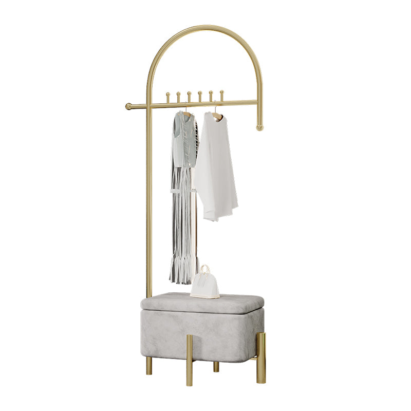 Luxurious Metallic Coat Hanger Free Standing Coat Rack with Flip Box