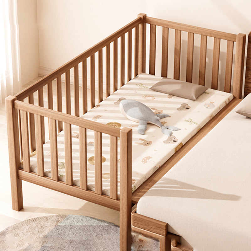 Contemporary Natural Nursery Crib in Solid Wood Convertible Crib