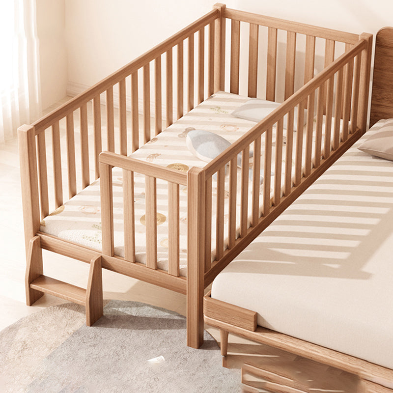 Contemporary Natural Nursery Crib in Solid Wood Convertible Crib