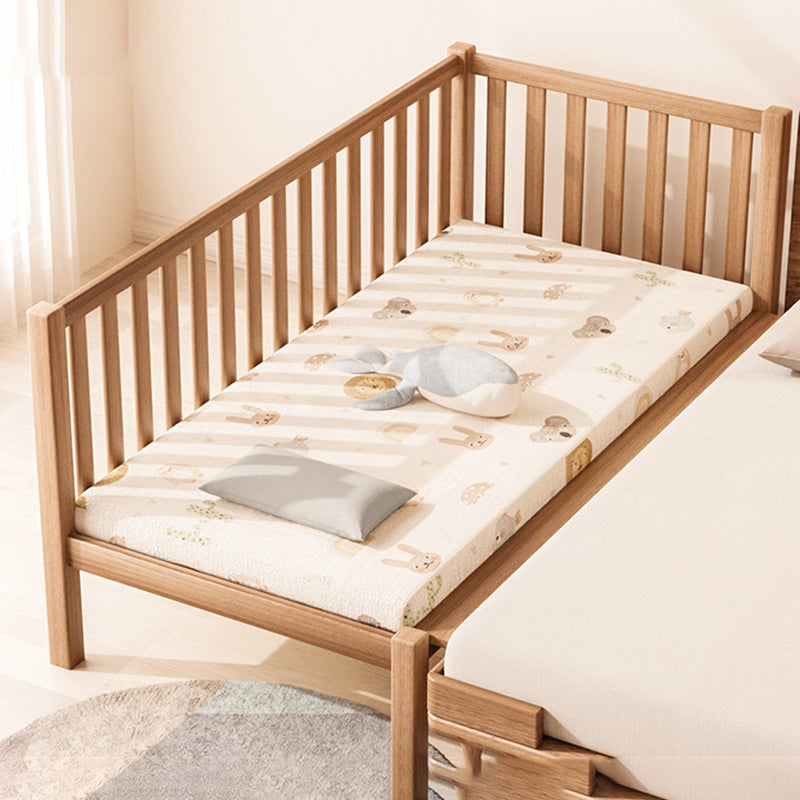 Contemporary Natural Nursery Crib in Solid Wood Convertible Crib