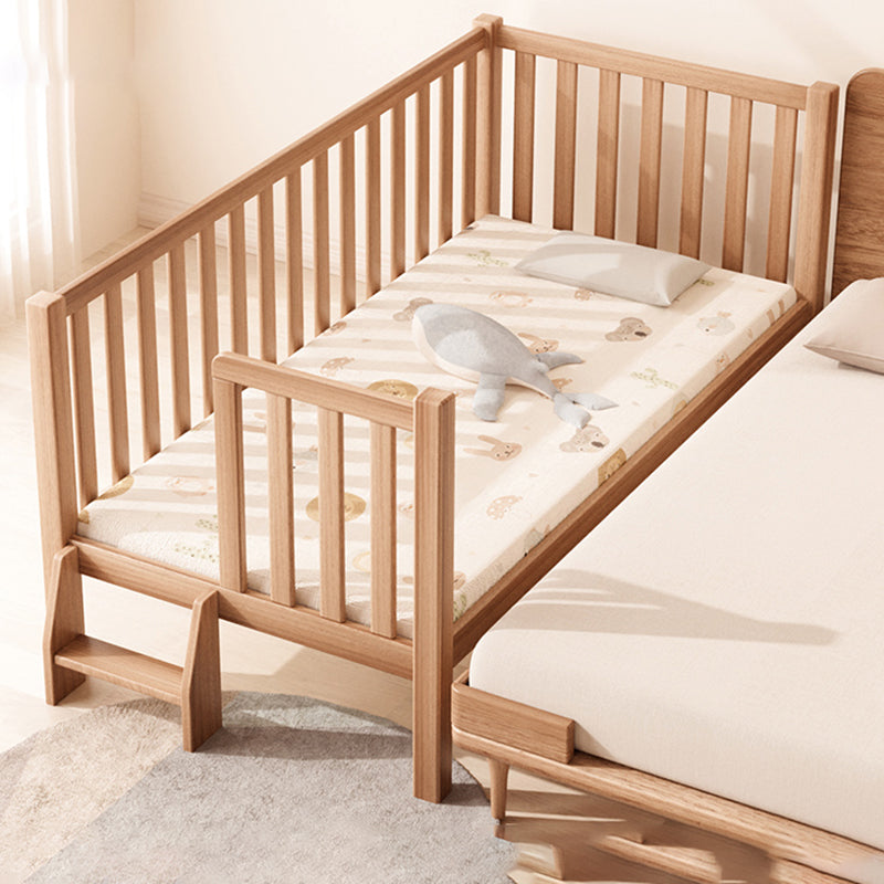 Contemporary Natural Nursery Crib in Solid Wood Convertible Crib