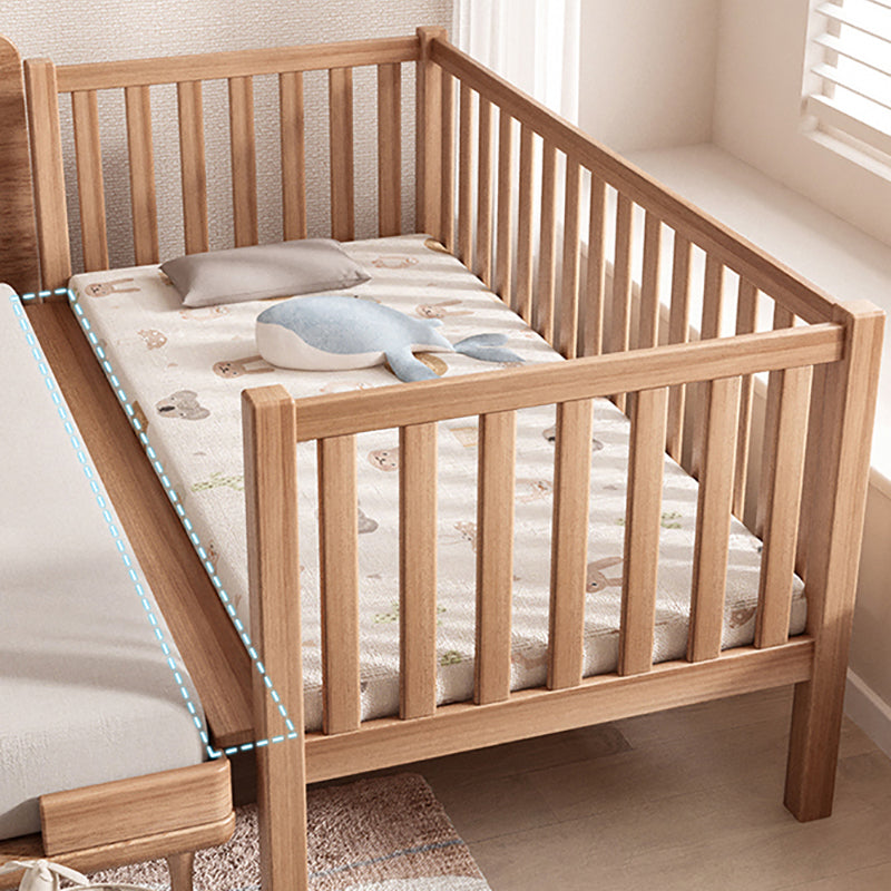 Contemporary Natural Nursery Crib in Solid Wood Convertible Crib