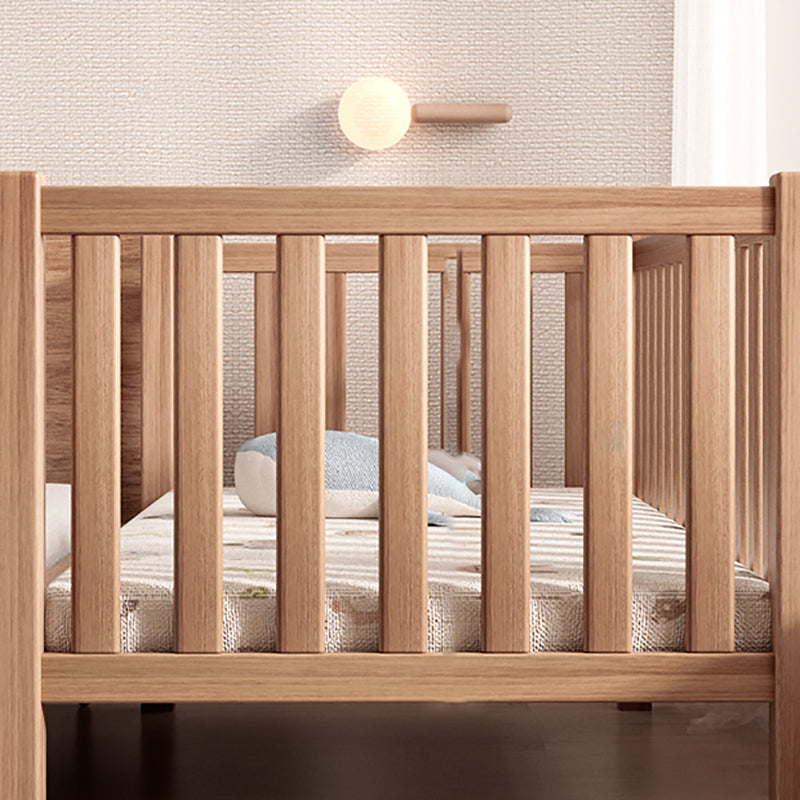 Contemporary Natural Nursery Crib in Solid Wood Convertible Crib