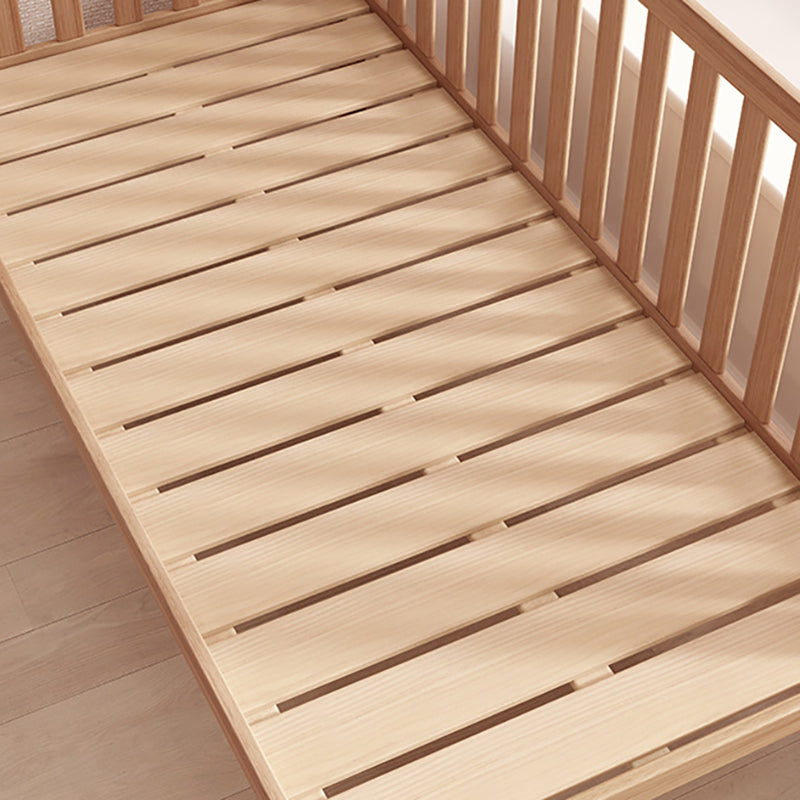 Contemporary Natural Nursery Crib in Solid Wood Convertible Crib