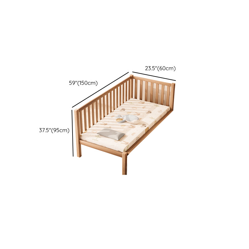 Contemporary Natural Nursery Crib in Solid Wood Convertible Crib