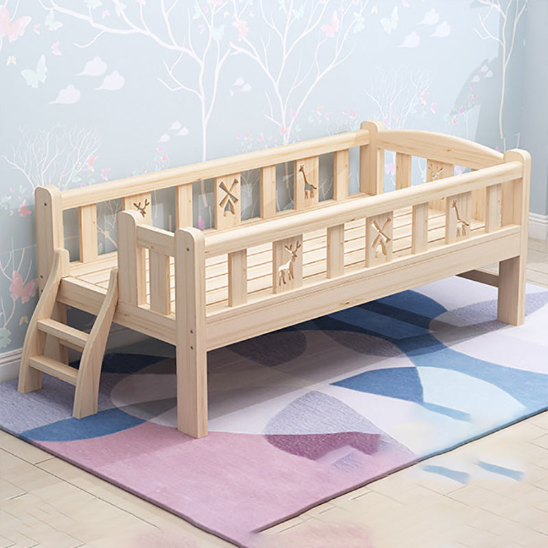 Glam Nursery Crib with Guardrail Washed Natural Wood Nursery Bed