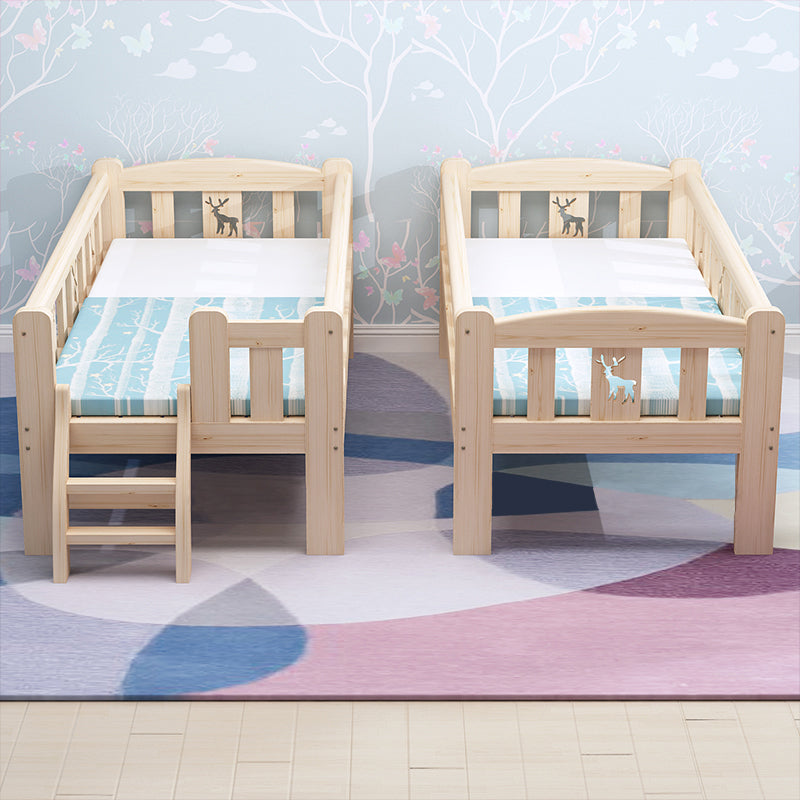 Glam Nursery Crib with Guardrail Washed Natural Wood Nursery Bed