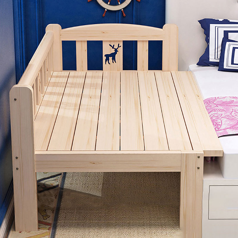 Glam Nursery Crib with Guardrail Washed Natural Wood Nursery Bed