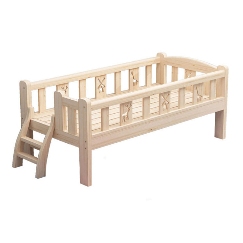 Glam Nursery Crib with Guardrail Washed Natural Wood Nursery Bed