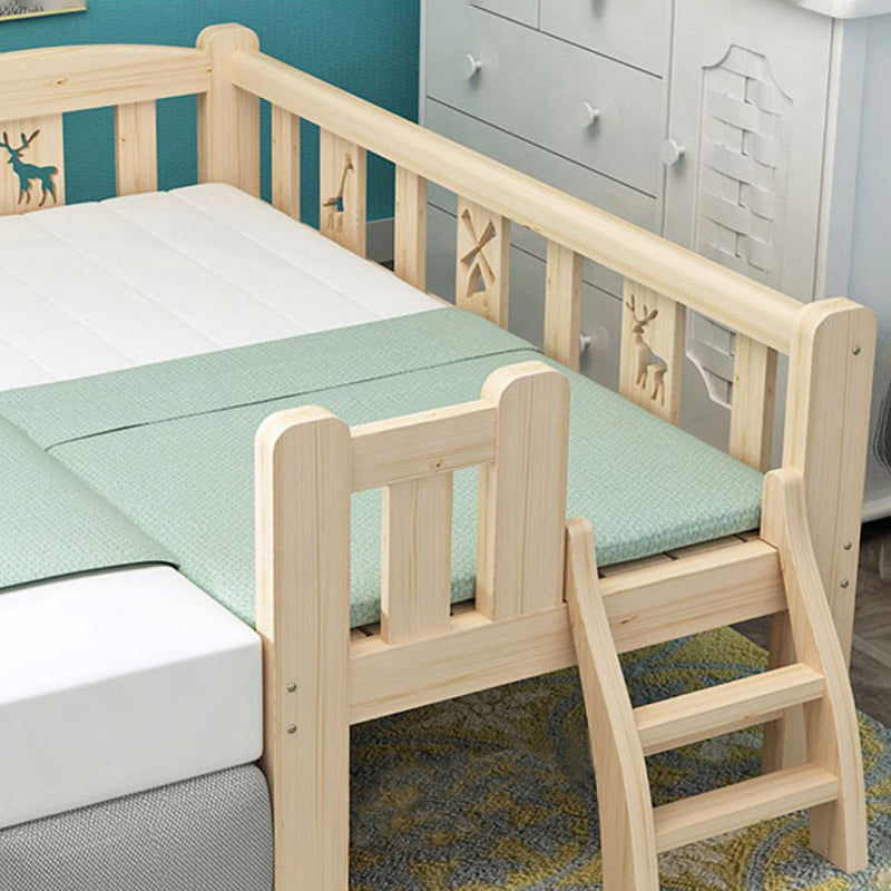 Glam Nursery Crib with Guardrail Washed Natural Wood Nursery Bed