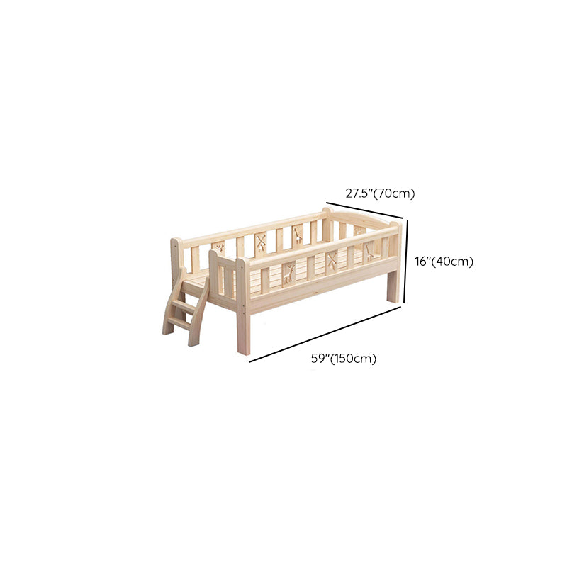 Glam Nursery Crib with Guardrail Washed Natural Wood Nursery Bed