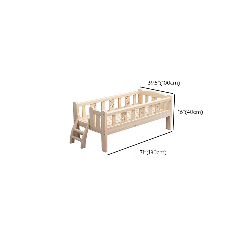 Glam Nursery Crib with Guardrail Washed Natural Wood Nursery Bed