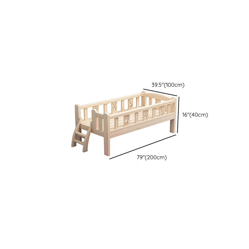 Glam Nursery Crib with Guardrail Washed Natural Wood Nursery Bed