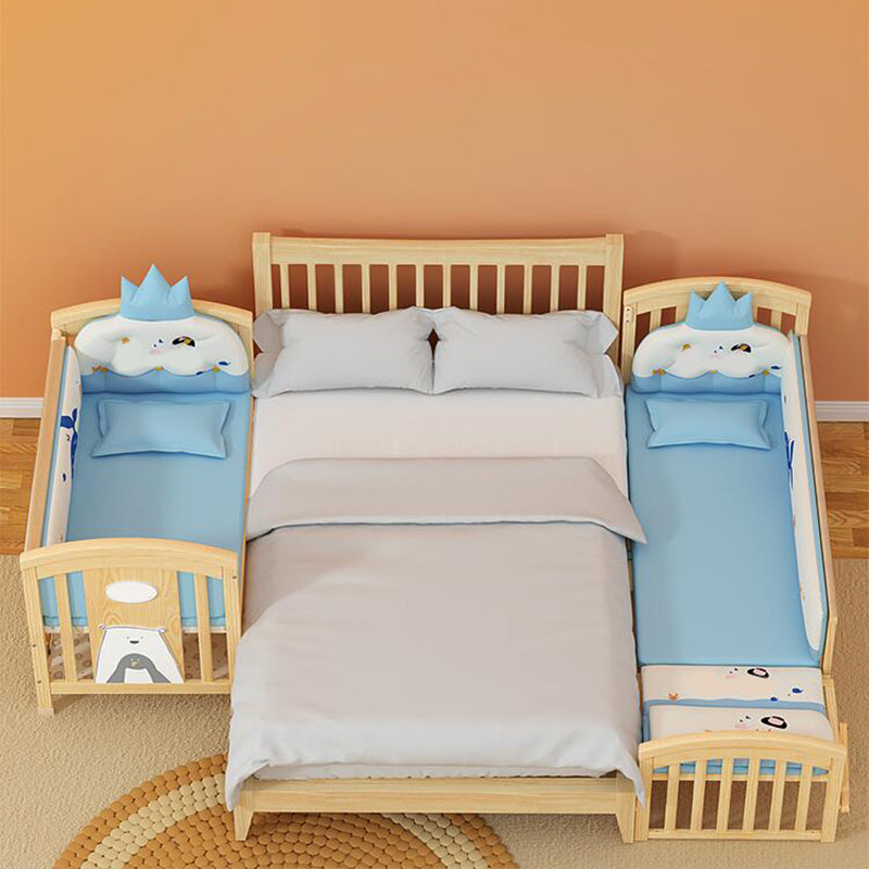 Convertible Modern Baby Crib Pine Arched Crib Nursery Bed with Storage