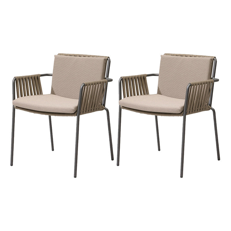 Industrial Outdoors Dining Chairs with Aluminum Base and Water Repellent Finish Cushion