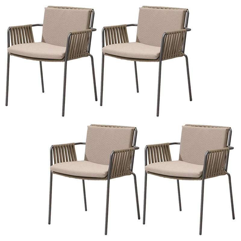 Industrial Outdoors Dining Chairs with Aluminum Base and Water Repellent Finish Cushion