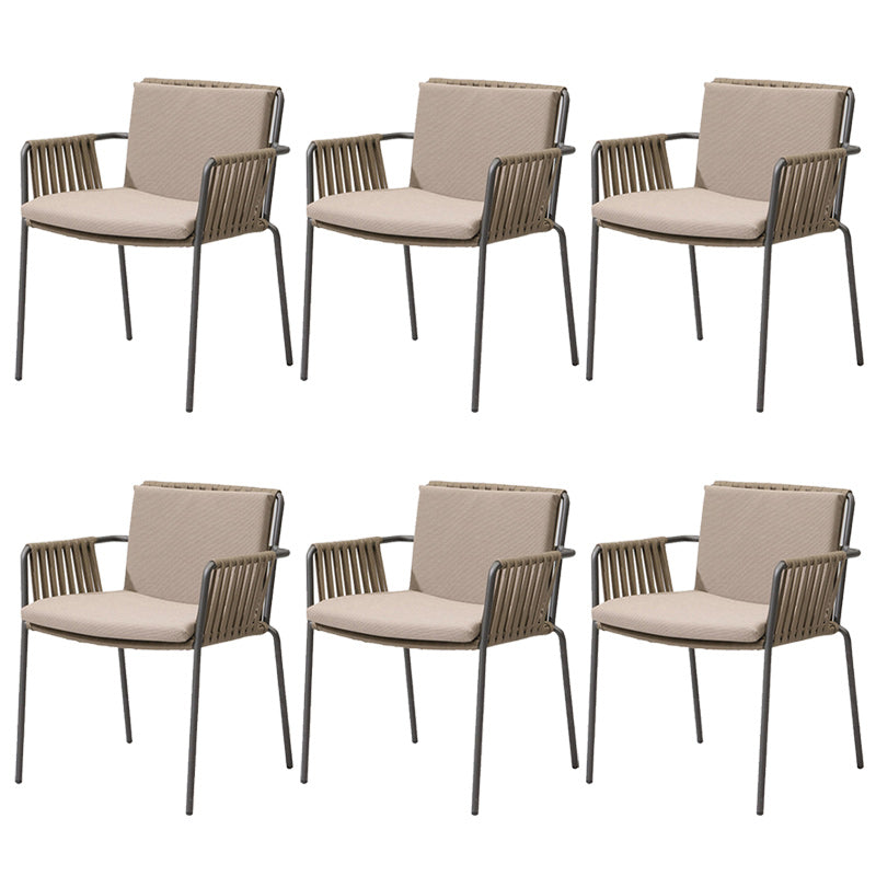 Industrial Outdoors Dining Chairs with Aluminum Base and Water Repellent Finish Cushion