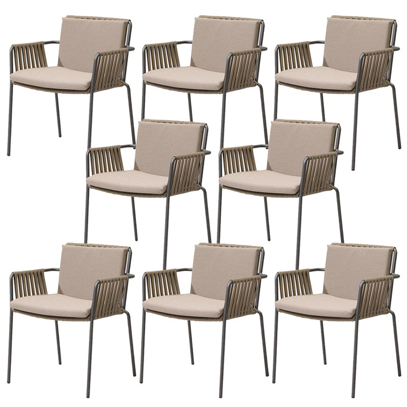 Industrial Outdoors Dining Chairs with Aluminum Base and Water Repellent Finish Cushion