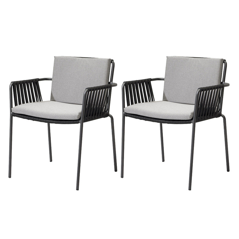 Industrial Outdoors Dining Chairs with Aluminum Base and Water Repellent Finish Cushion