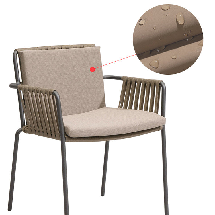 Industrial Outdoors Dining Chairs with Aluminum Base and Water Repellent Finish Cushion