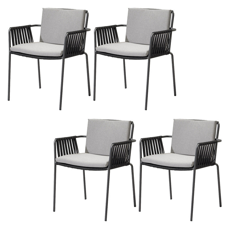 Industrial Outdoors Dining Chairs with Aluminum Base and Water Repellent Finish Cushion