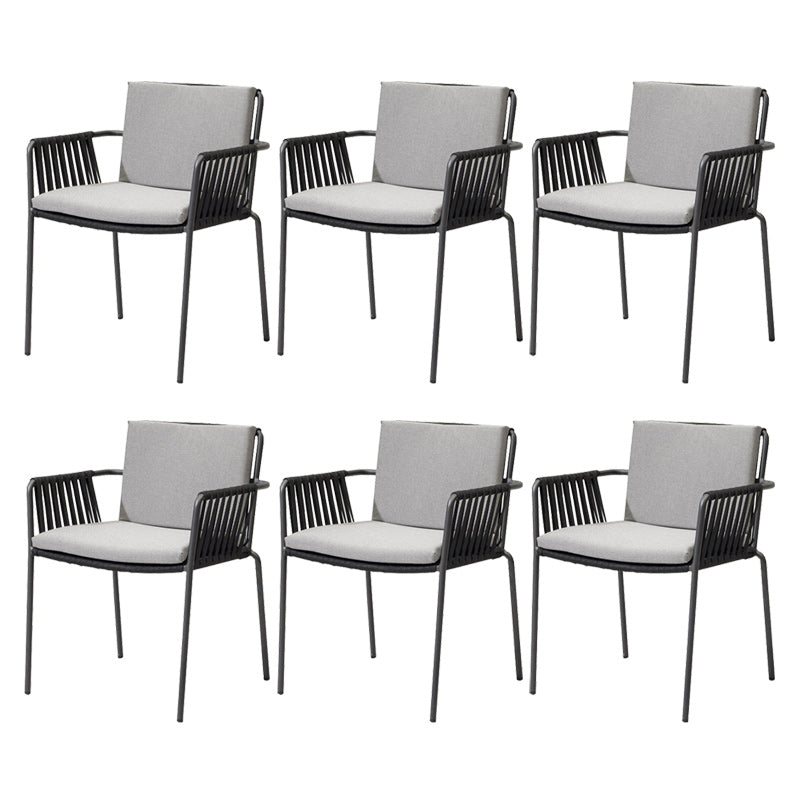 Industrial Outdoors Dining Chairs with Aluminum Base and Water Repellent Finish Cushion