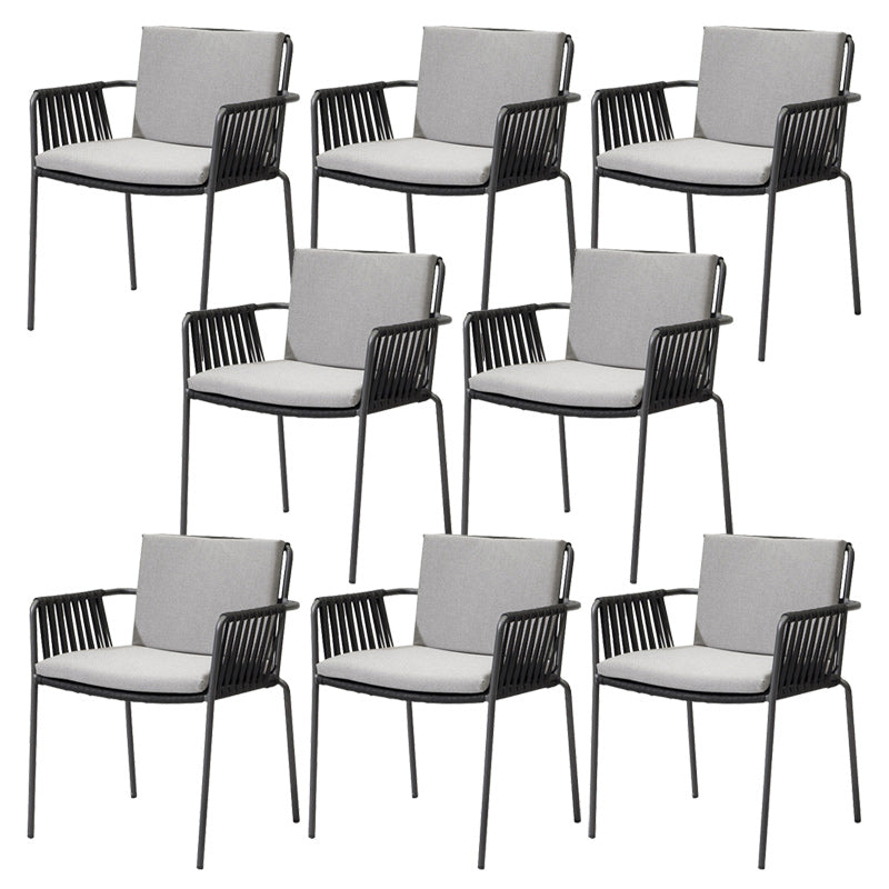 Industrial Outdoors Dining Chairs with Aluminum Base and Water Repellent Finish Cushion