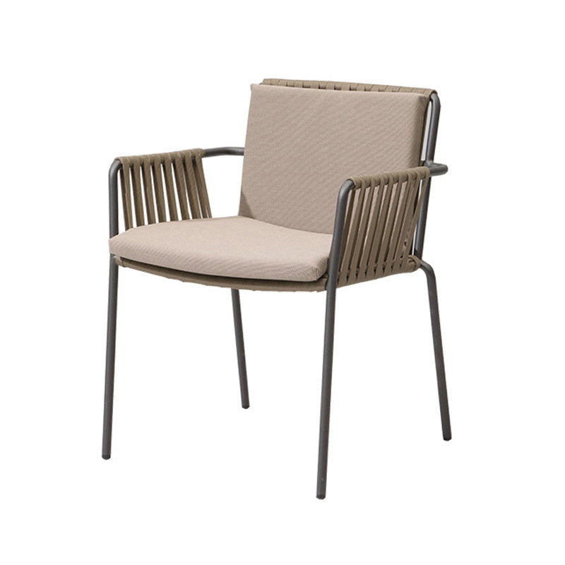 Industrial Outdoors Dining Chairs with Aluminum Base and Water Repellent Finish Cushion